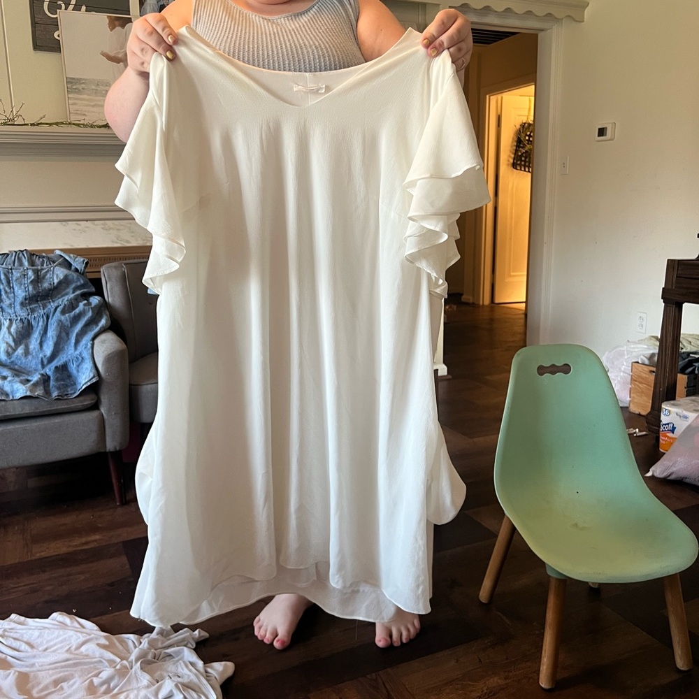 Chic Soul White Ruffle Sleeve Wedding Dress